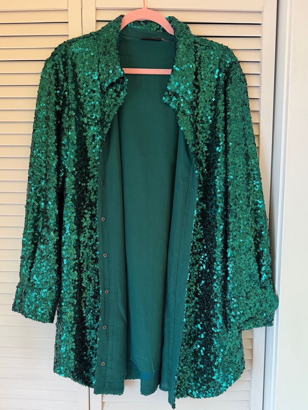 Green Sequin Button Down Jacket/ mini dress